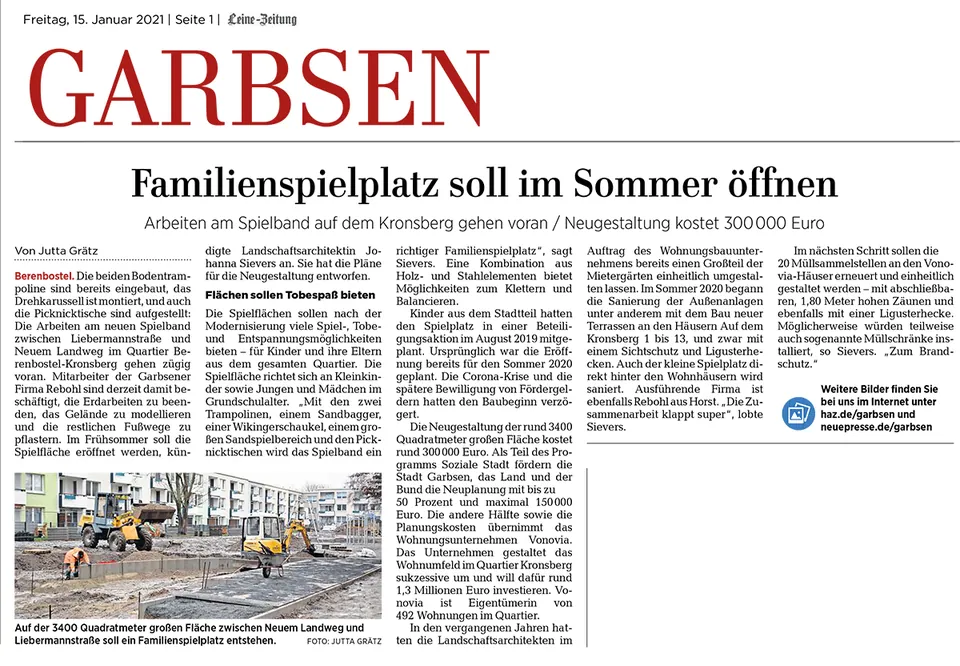 Leine Zeitung Garbsen, Freitag 15 Januar 2021