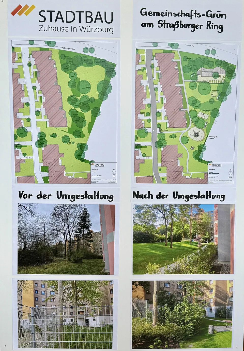 Am 17.7.2024 wurde die neue Grünanlage mit Kinderspiel und Gemeinschaftsgarten in Würzburg Heuchelhof vom Bürg