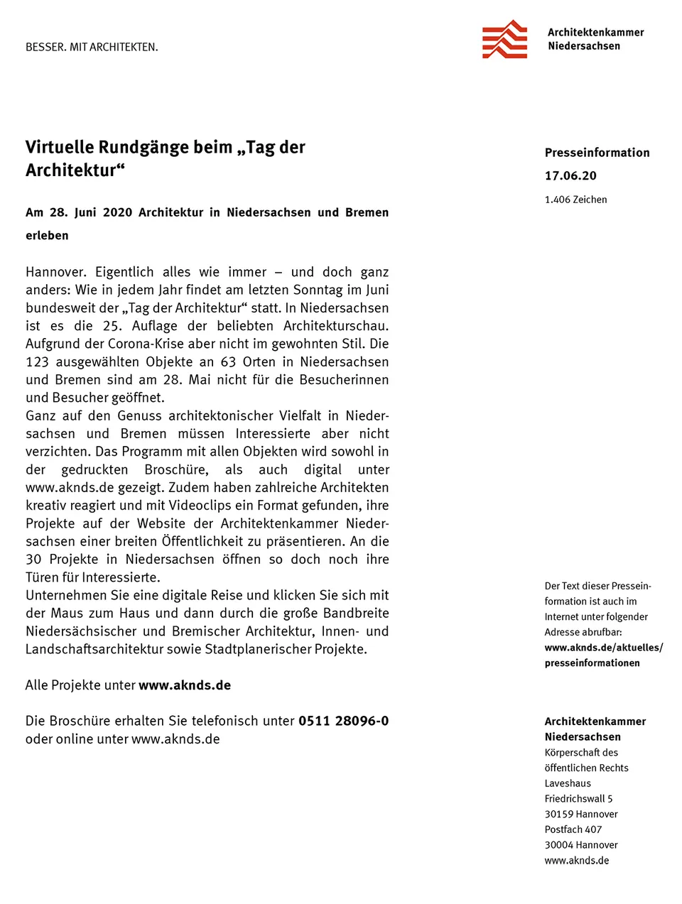 Tag der Architektur am 29.6.2020: