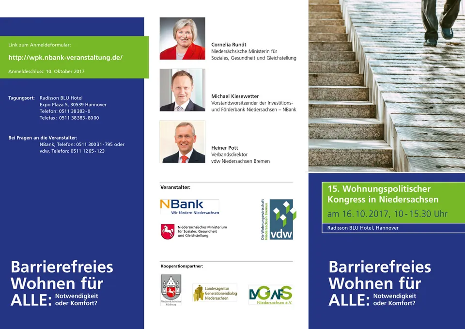 15. Wohnungspolitischer Kongress Niedersachsen: Barrierefreies Wohnen für ALLE - Notwendigkeit oder Komfort?