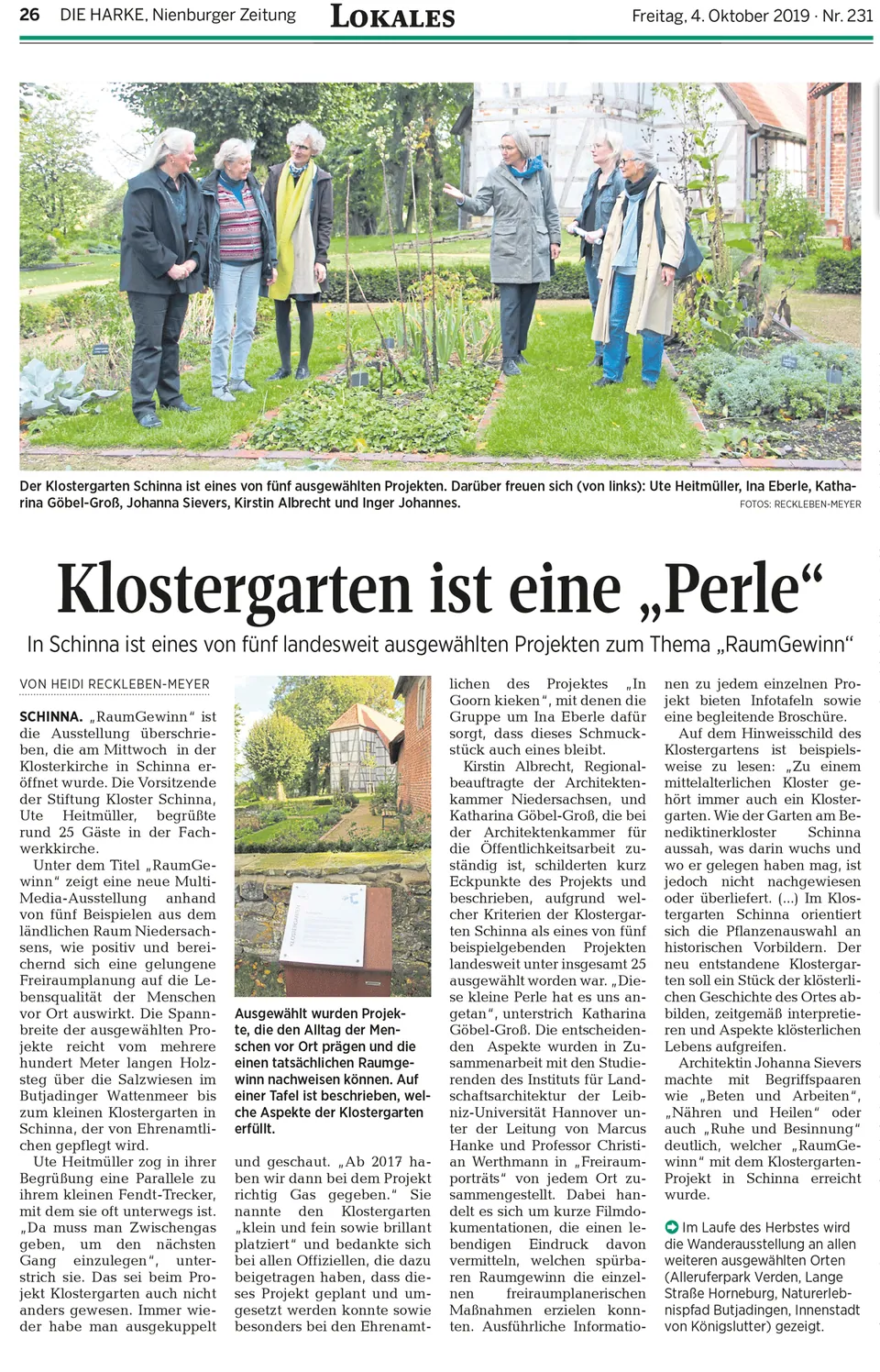 Erschienen in DIE HARKE Nienburger Zeitung 04.10.2019