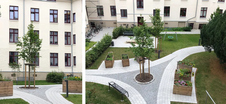 Block Spielhagenstr./Heidornstr. in Hannover- Südstadt – Außenanlagen an denkmalgeschützten Gebäuden, Foto 3