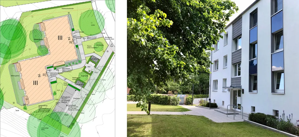 Neugestaltung der Freianlagen im Dünenweg in Hamburg – Freianlagen im Geschosswohnungsbau, Foto 1