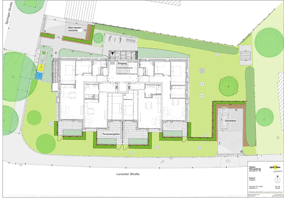 NEUBAU EINES WOHNGEBÄUDES MIT ELF WOHNUNGEN – Freianlagen im Geschosswohnungsbau, Foto 1