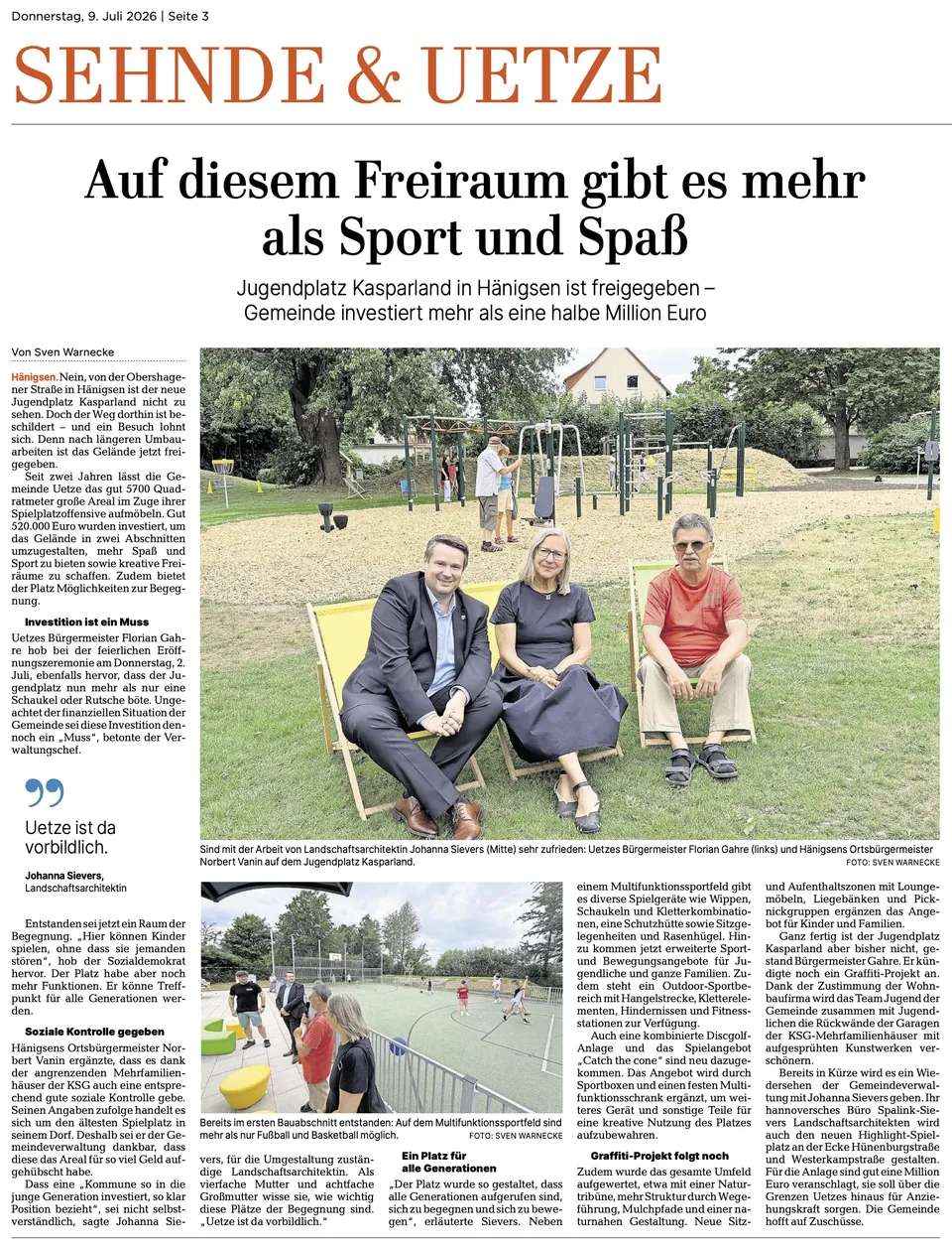 ERÖFFNUNG JUGENDPLATZ IN HÄNIGSEN / UETZE